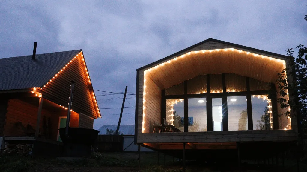 Барнхаус с чаном и баней у реки в Красном Ключе