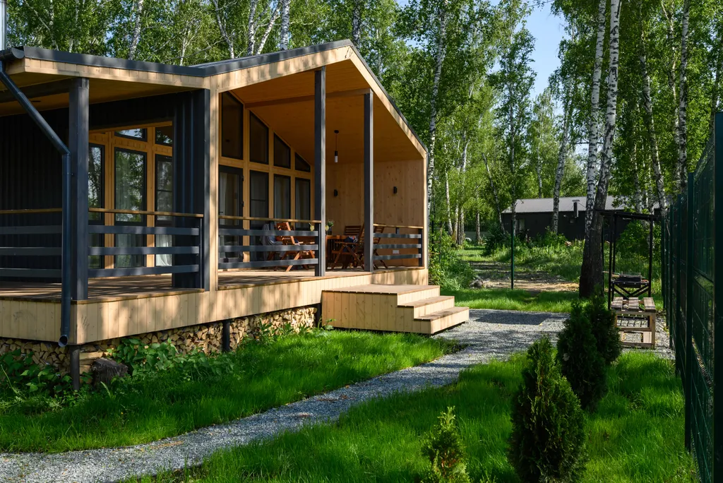 Дом с камином и баней у озера