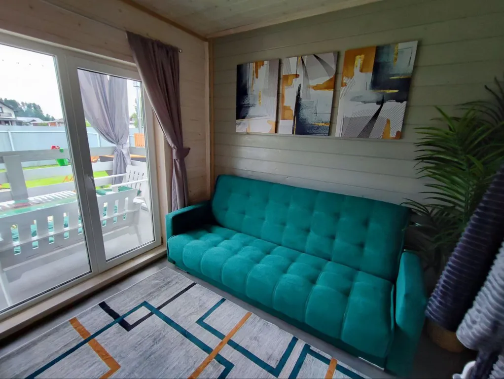 Новый стильный дом в окружении леса