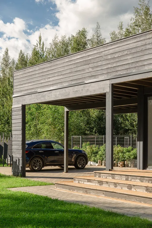 Коттедж Коттедж с панорамными окнами и террасой на крыше — Разметелево