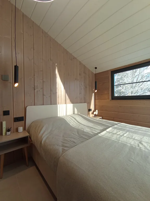 Панорамный дом с видом на лес и банным чаном