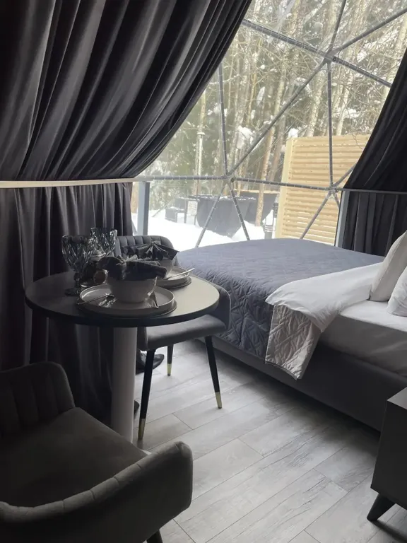 Коттедж Геокупол D-6 с панорамным видом на лес Detox-Riga — Черленково