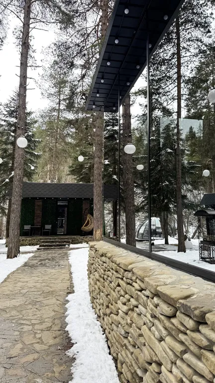Зеркальный дом с панорамными окнами