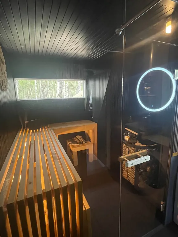 Большое солнечное шале Афрейм с баней и купелью в березовом лесу