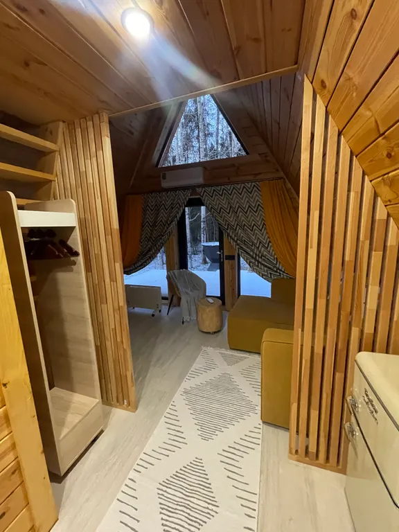 Коттедж A Frame 6х6 с панорамным видом в лес, чаном и мангальной зоной — Черленково