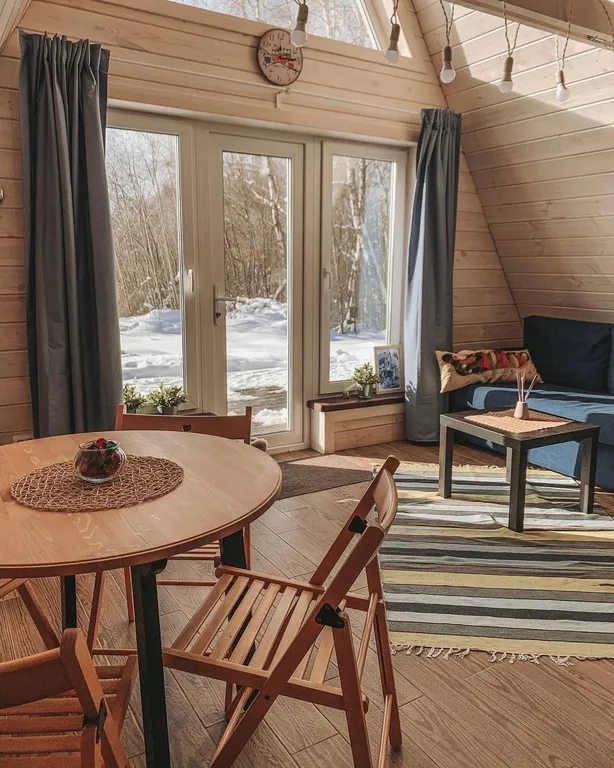 Papino village blue домик рядом с водопадом и лесом