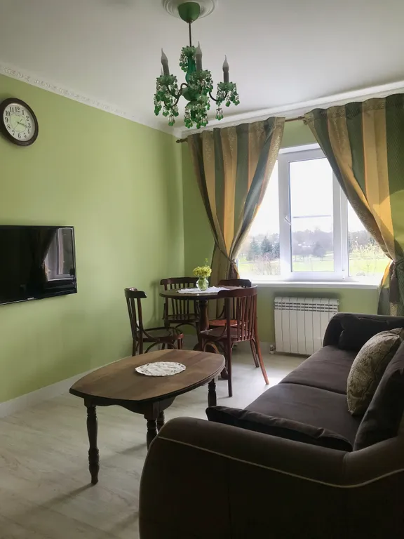 Квартира с зелёной гостиной