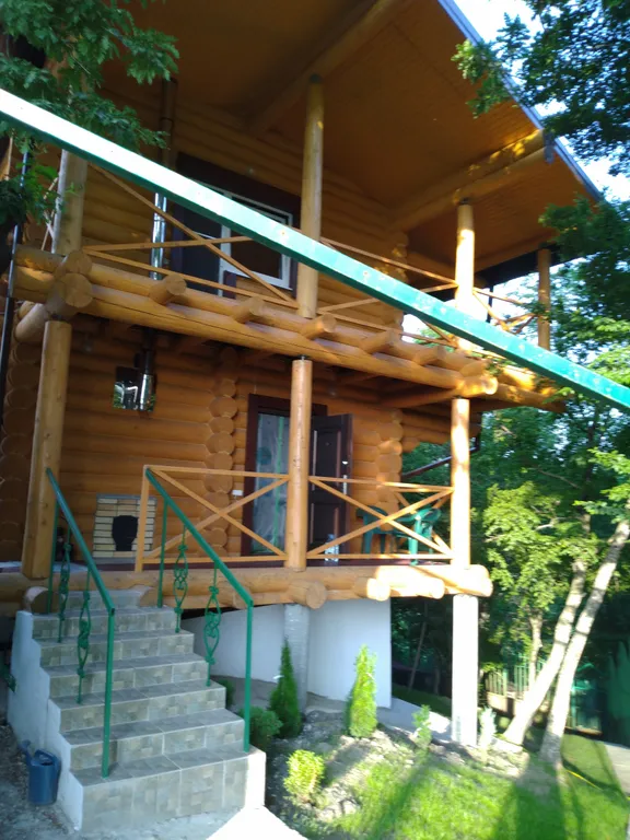 Бревенчатый дом 2 в лесу с бассейном