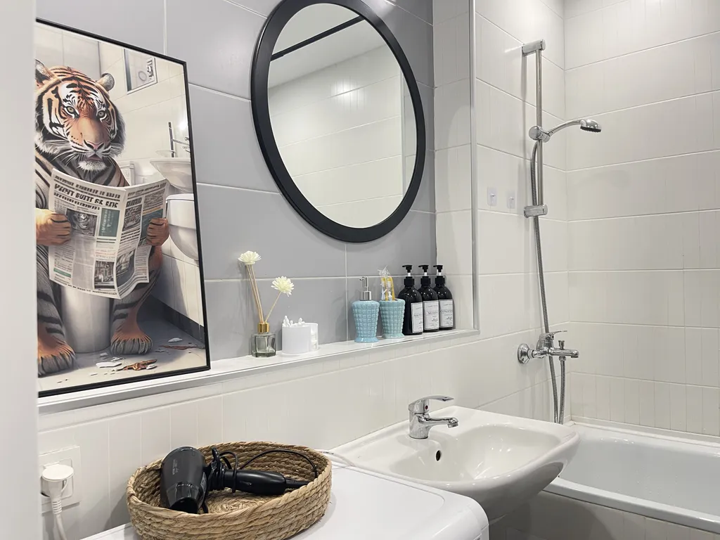 Большая квартира-студия с ванной для 3х гостей