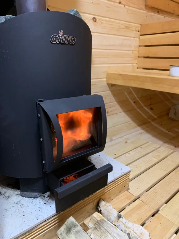 Дом с панорамными окнами в окружении леса