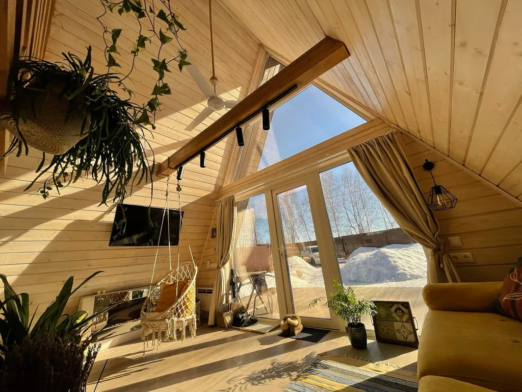 A-frame с банным чаном на берегу водоёма