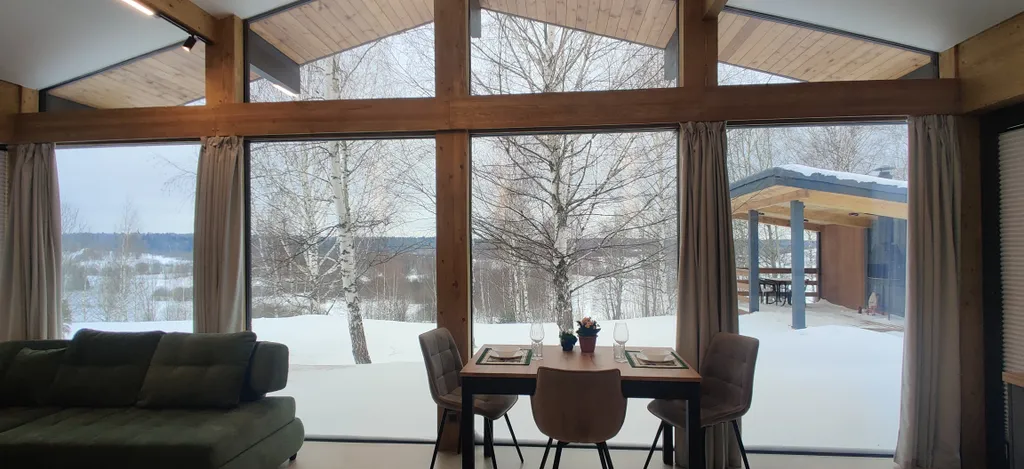 Панорамный дом с баней