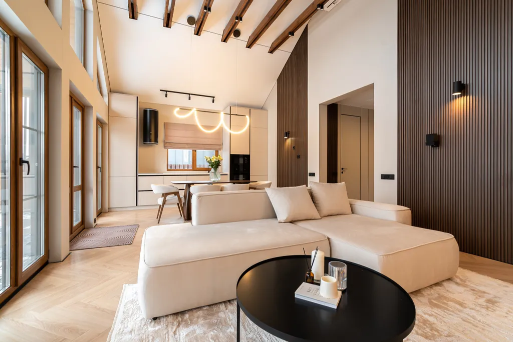 Теплый панорамный дом с русской баней и купелью