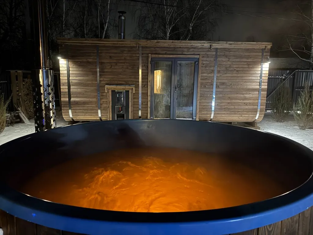 Коттедж Коттедж Барн с панорамными окнами, террасой, баней и купелью — Петровское