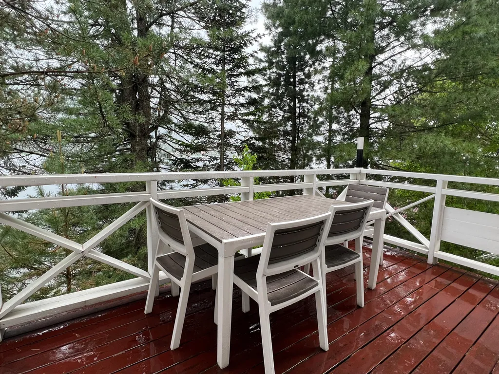 Дом сканди с камином с видом на озеро