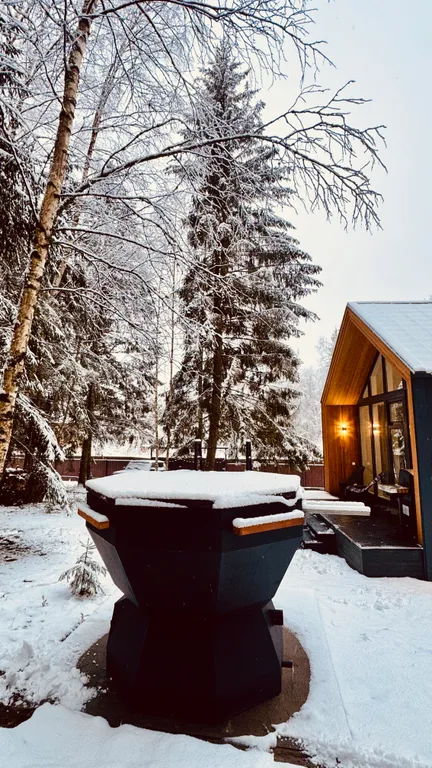 Дом с сибирским банным чаном в лесу