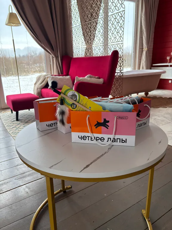 Яркий дом с ванной у панорамного окна