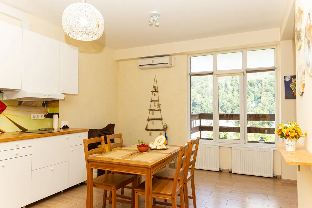 Просторная студия с видом на горы