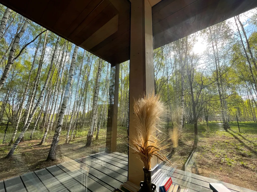 Самый уютный дом с панорамным остеклением в березовом лесу