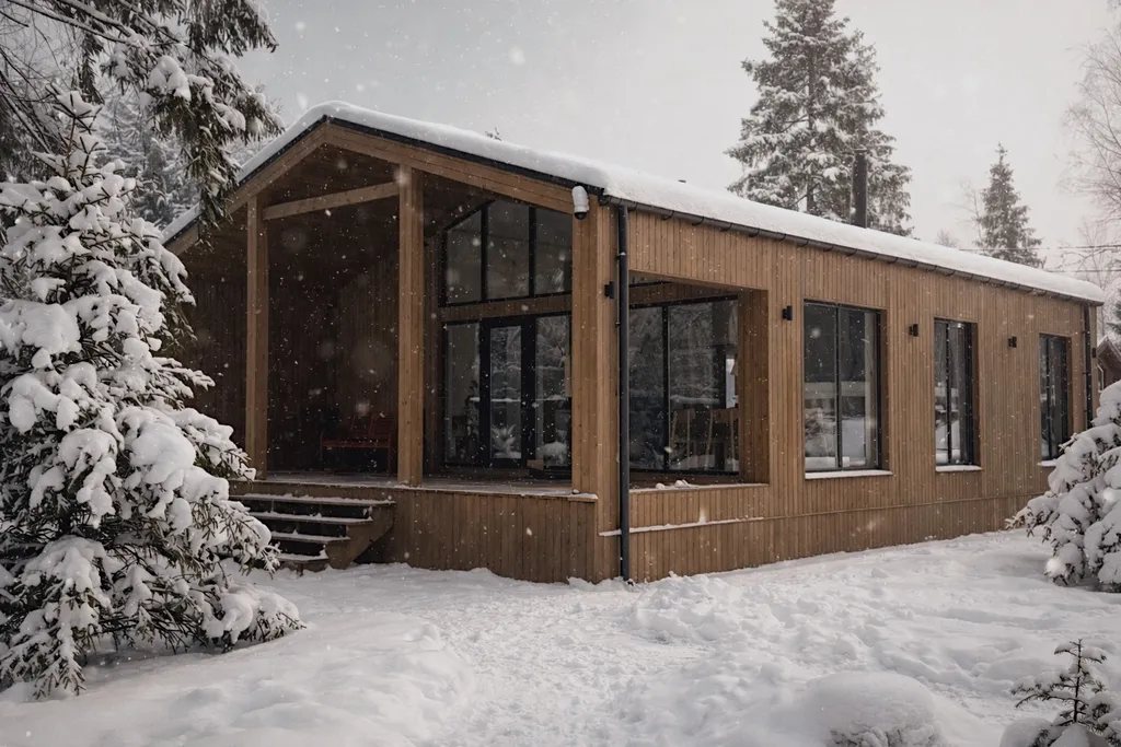 Дом около леса с чаном