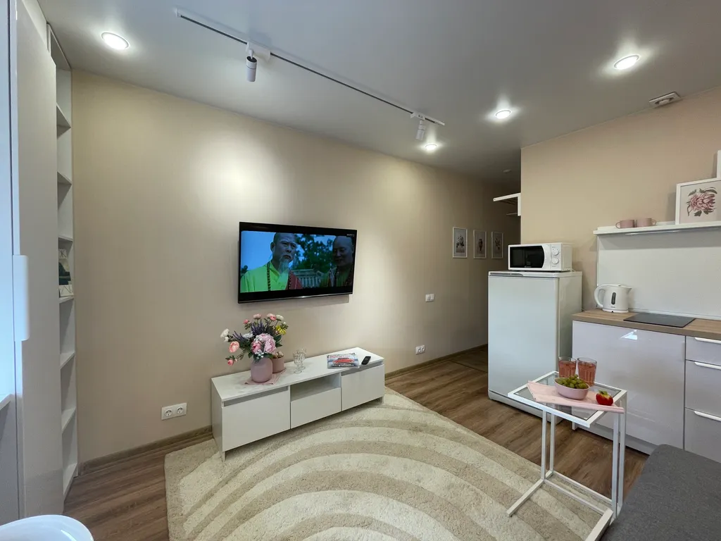 Студия с ванной и с панорамным видом Москвы