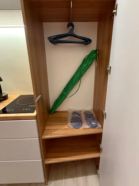 Квартира-студия с кипарисами за окном