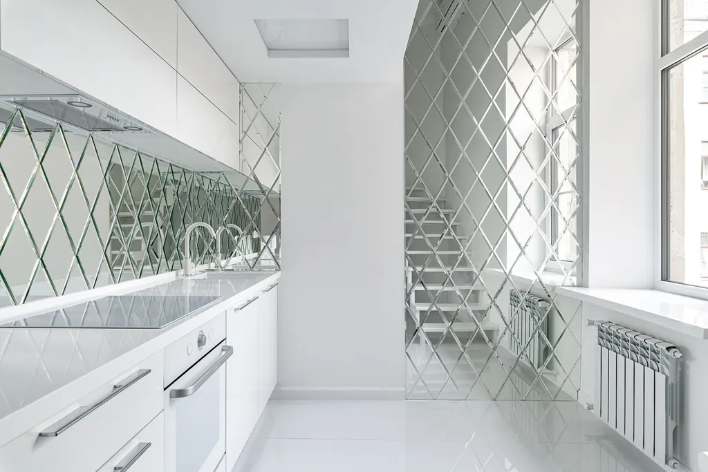 Белые двухъярусные апартаменты с балконом и видом на Невский проспект