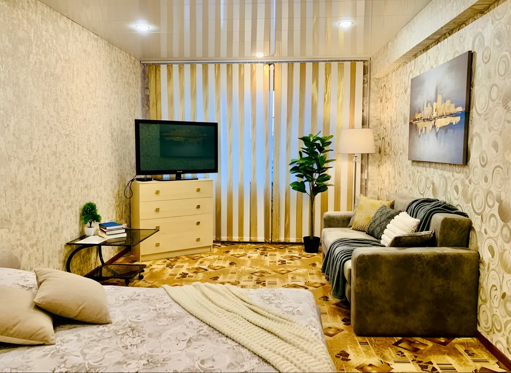 Уютные 1-к апартаменты, рядом поликлиника, сангородок, кровать+диван