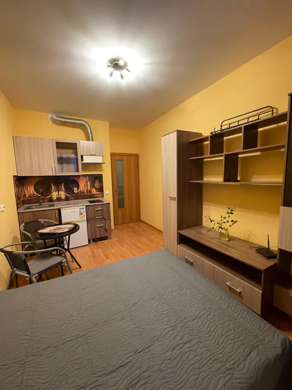 Уютная современная студия с видом на город