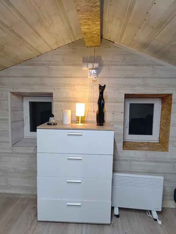 Дом с баней и пирсом на берегу пруда