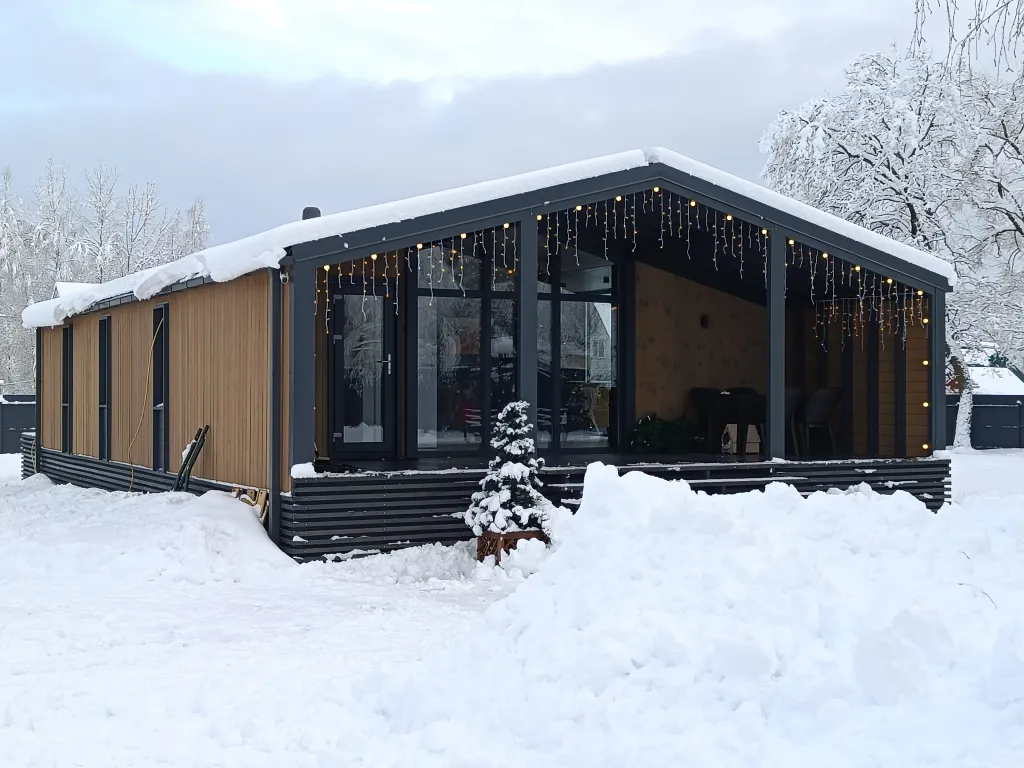 Уютный дом с панорамными окнами и бассейном на участке 15 соток