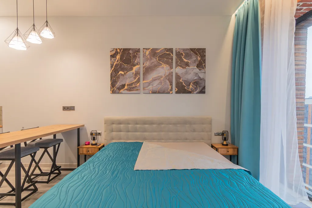 Видовая современная студия в апартаментах бизнес-класса