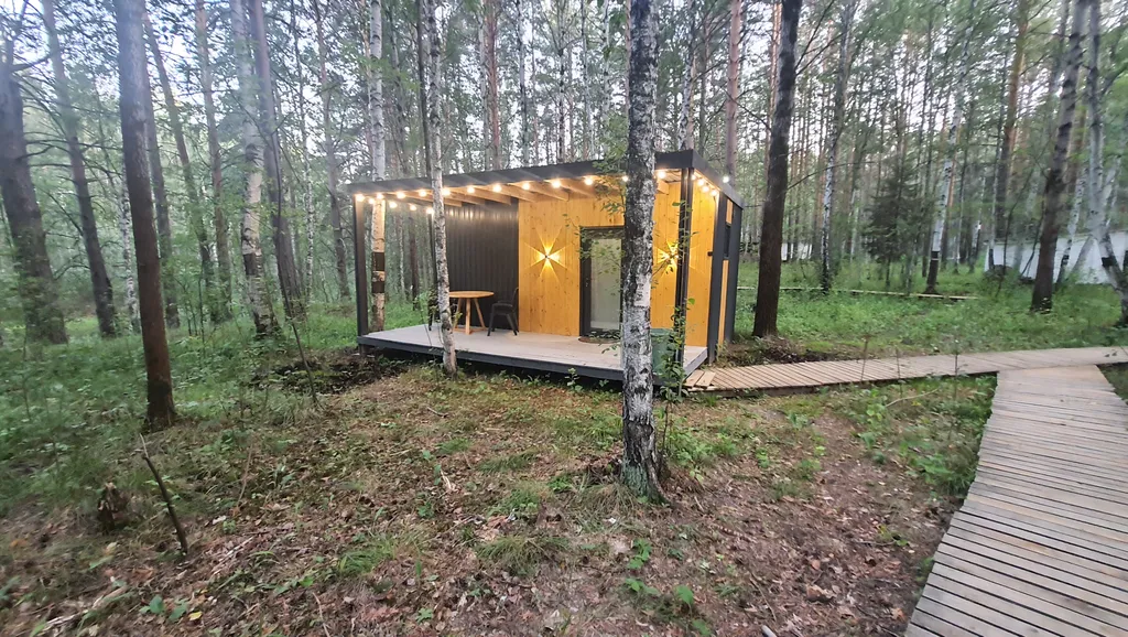 Коттедж Scandi black Уютный домик в сердце леса с панорамным окном — Березовский