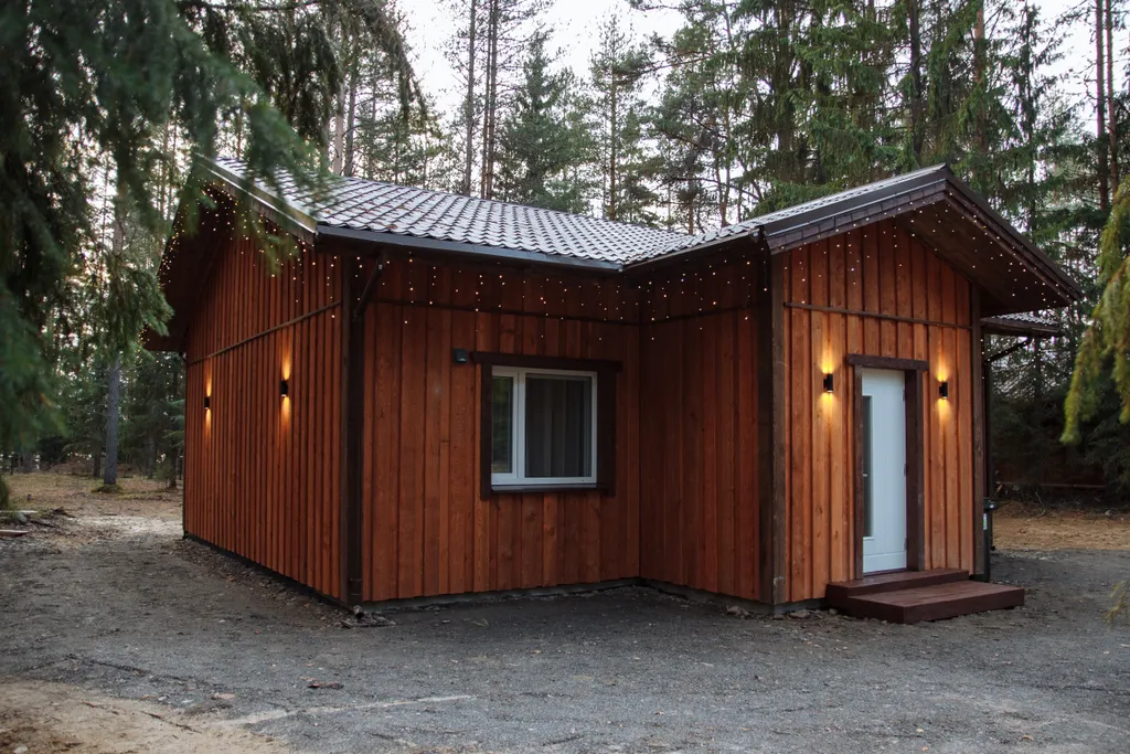 Уютный коттедж в сосновом лесу с видом на озеро