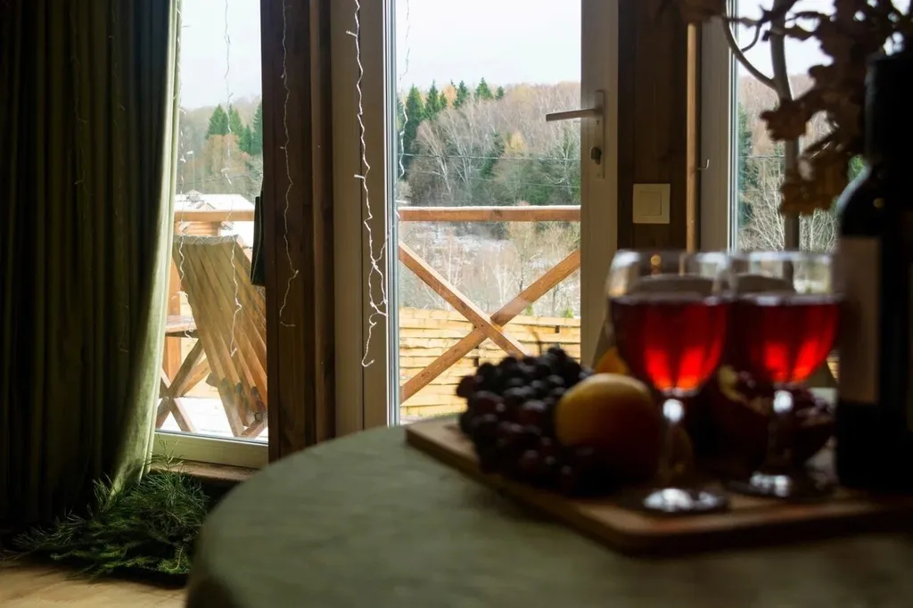 А-фрейм уютный домик у леса  с чаном