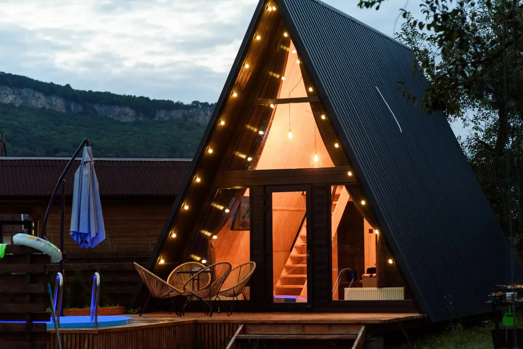 А-фрейм с видом на горы