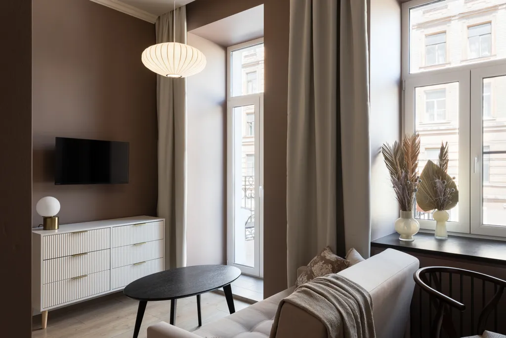 Просторная студия Mosaic brown с балконом для 3 гостей