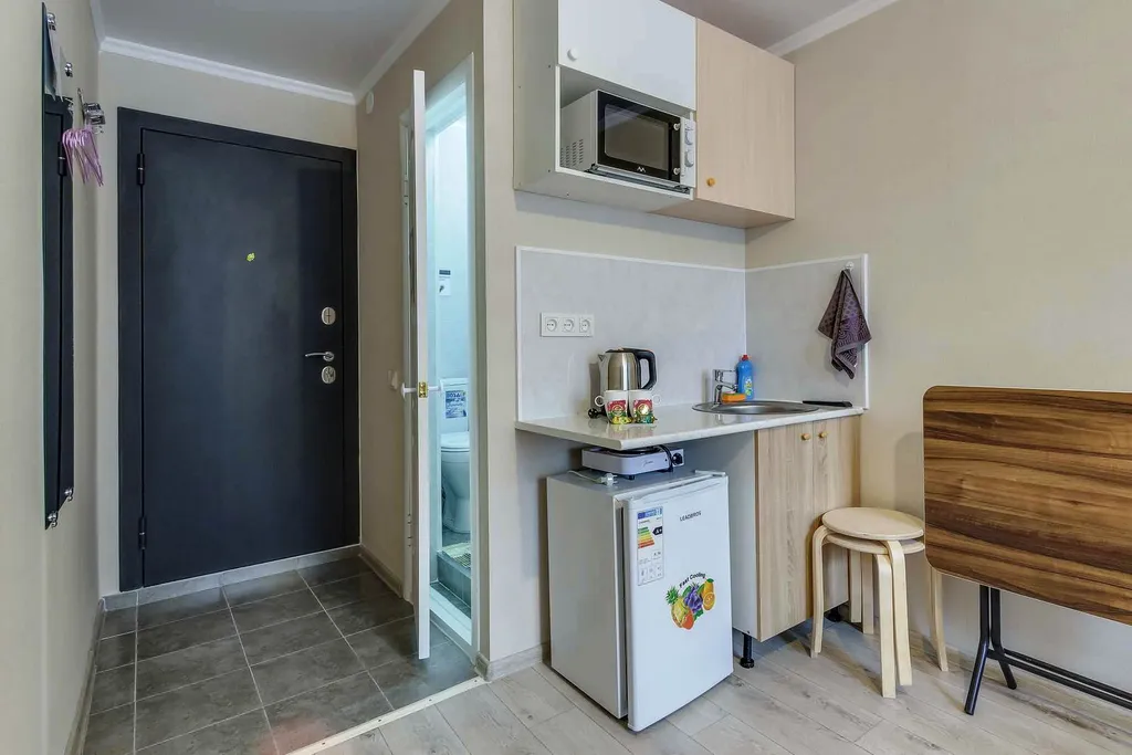 Студия — комната с мини-кухней и собственным санузлом