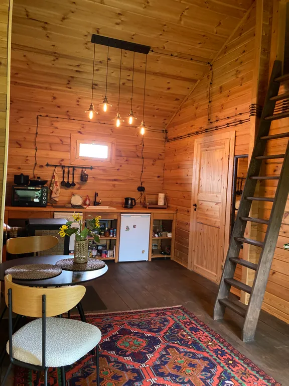 Домик с печью/камином в окружении природы