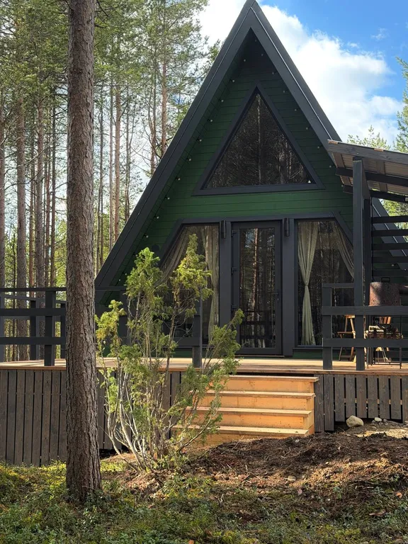 A-Frame с Сауной, уединенный дом в сосновом лесу