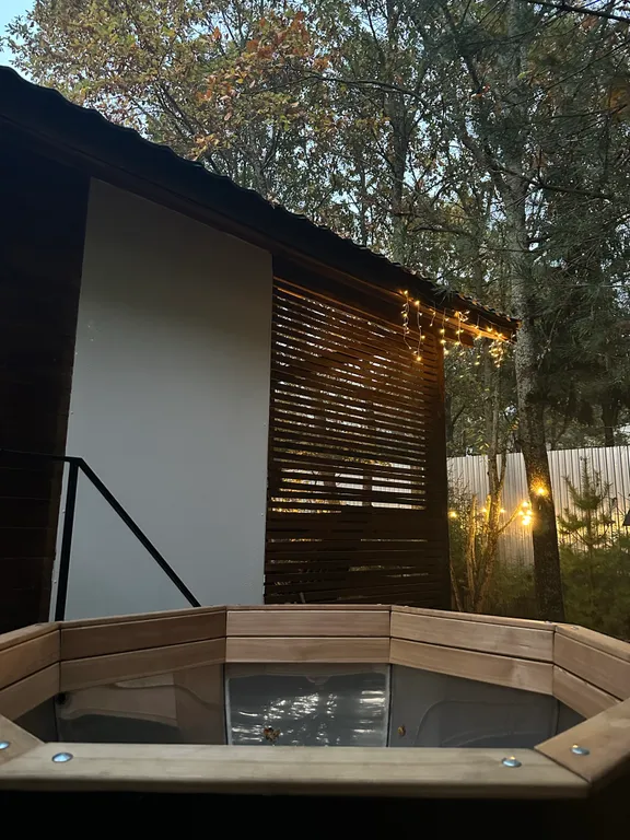 Дача с лесным характером, дровяным камином, сауной и банным чаном