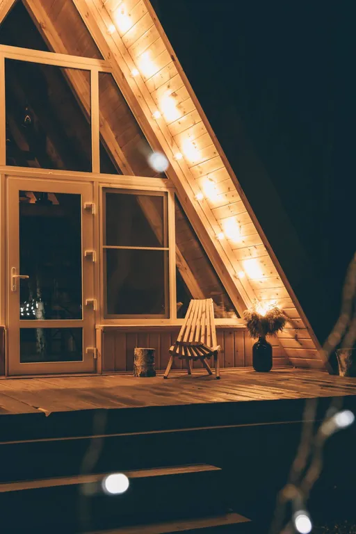 Домик в лесу с баней и чаном, A-frame Forest story