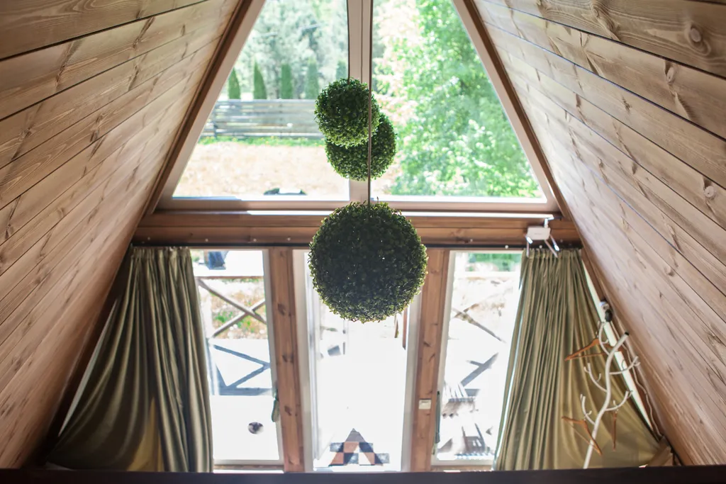 А-фрейм уютный домик у леса  с чаном