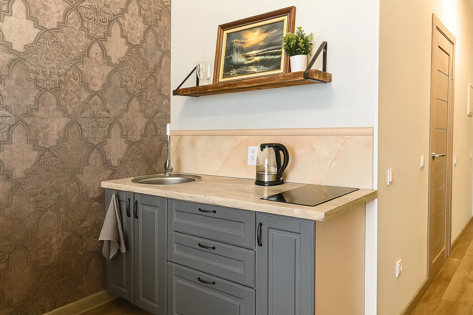 Всё для вашего удобства: индукционная плита, посуда, чай, кофе, специи