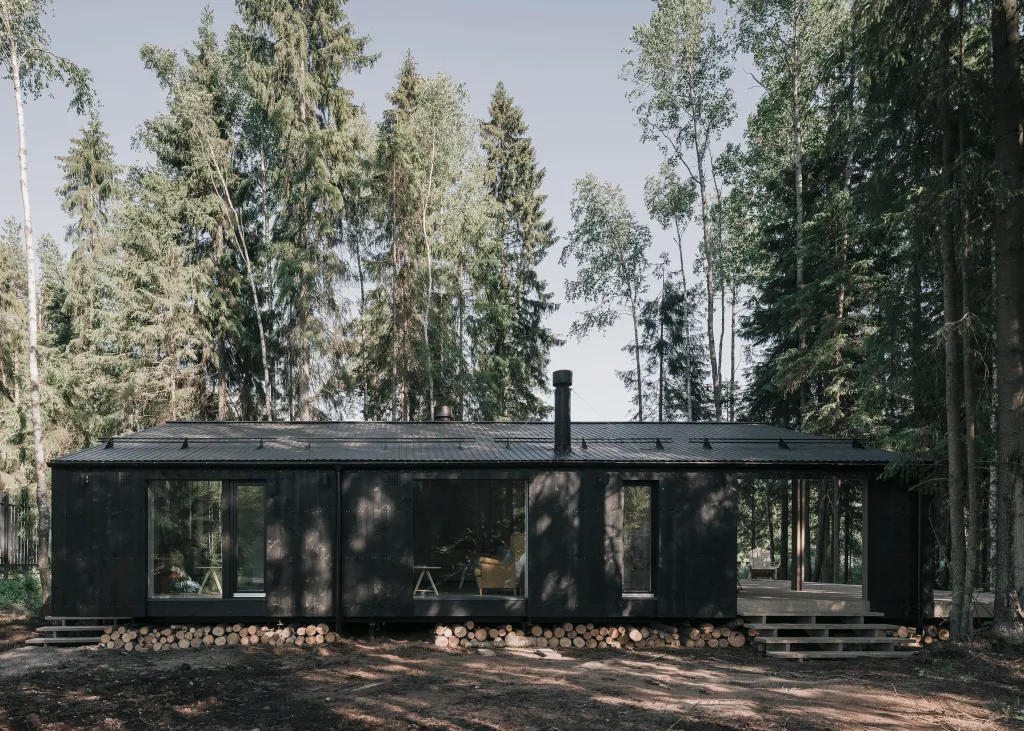 Загородный дом с террасой, баней и видом на лес