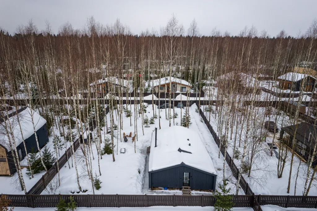 Новый панорамный дом с лесом на участке