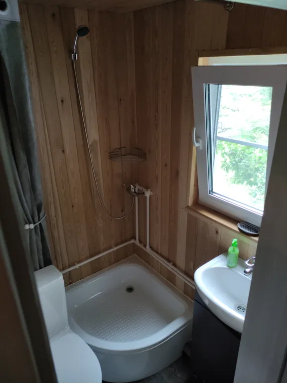 Домик в стиле бунгало на склоне берёзовой рощи