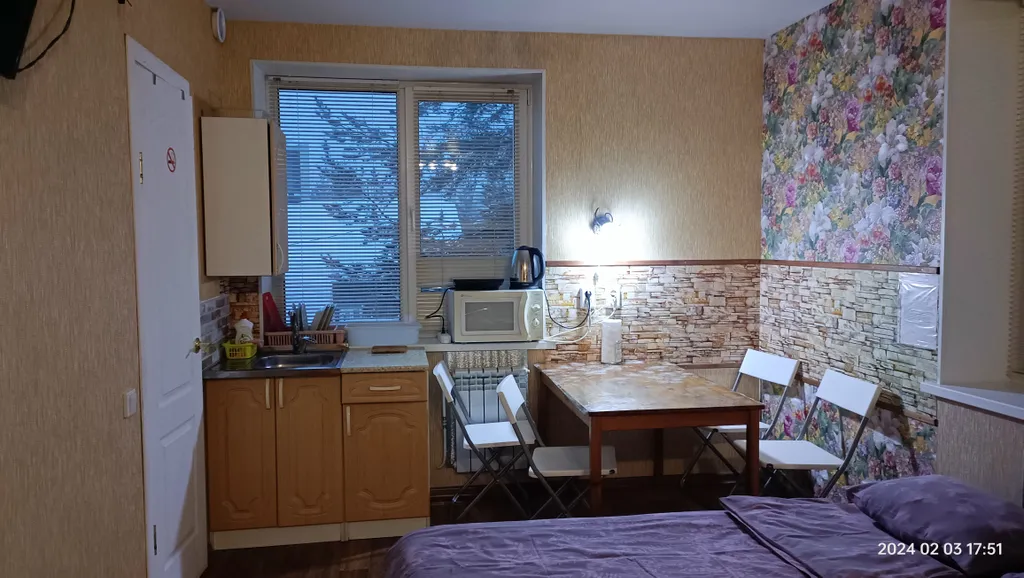 Большая студия для дружной компании с видом на сквер с белочками