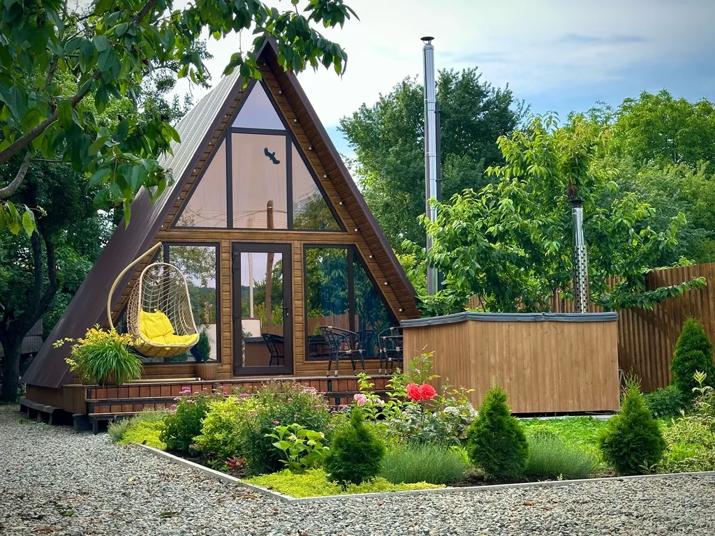 Spa-отдых в гостевом доме в стиле A-frame с отдельным двориком