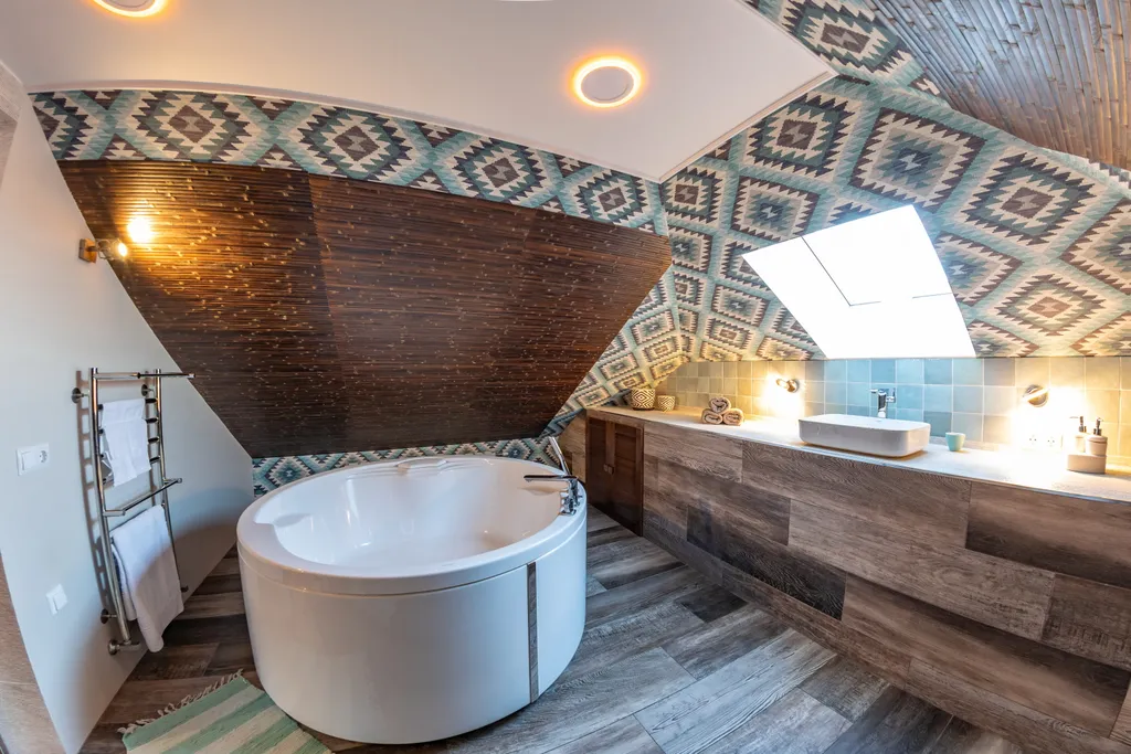 Вилла дзен с ванной спа и террасой с видом на сад